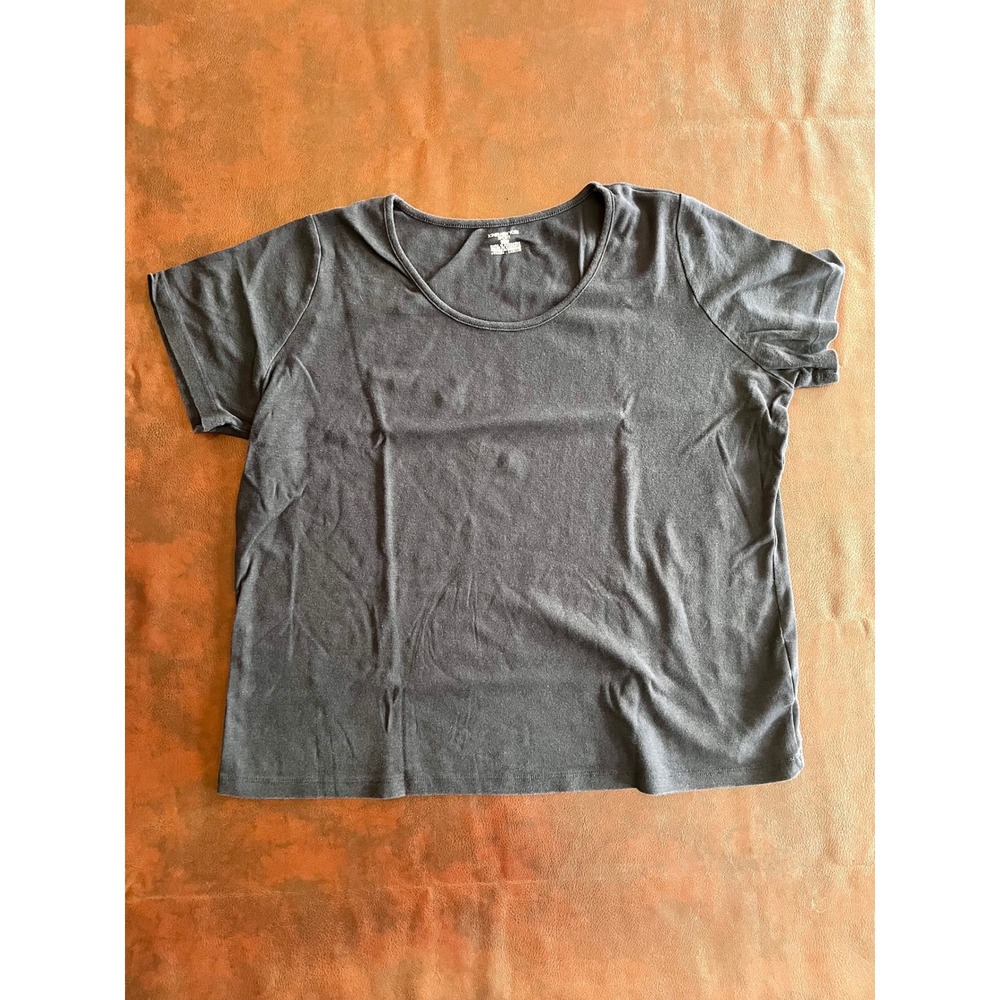 Jones New York Sport Womens 2X Gray Cotton Scoop Neck Short Sleeve Tee